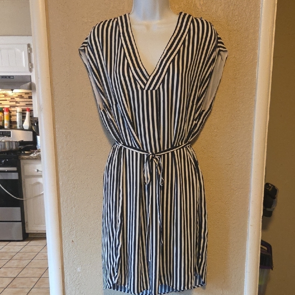H&M Black and White Striped Mini Dress